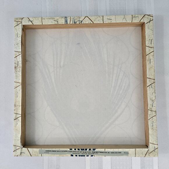 Peacock Feather Vinyl Canvas Prints Wooden Frame Set of 2 - 12x12" - Picture 6 of 9